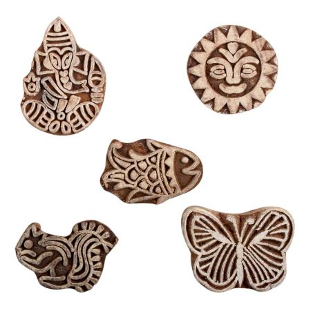 Set of 5 Piece New Mix Wooden Printing Block
